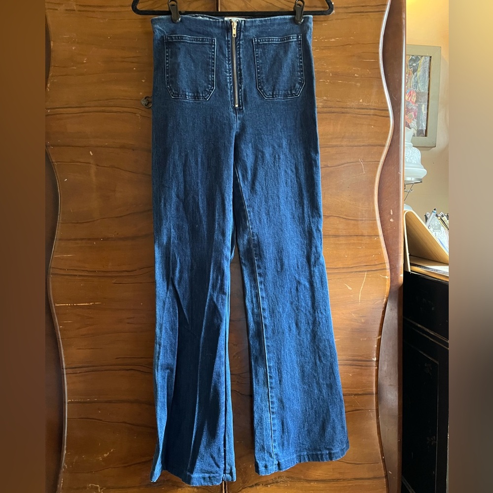Honey Punch Blue Flare Wide Leg Jeans